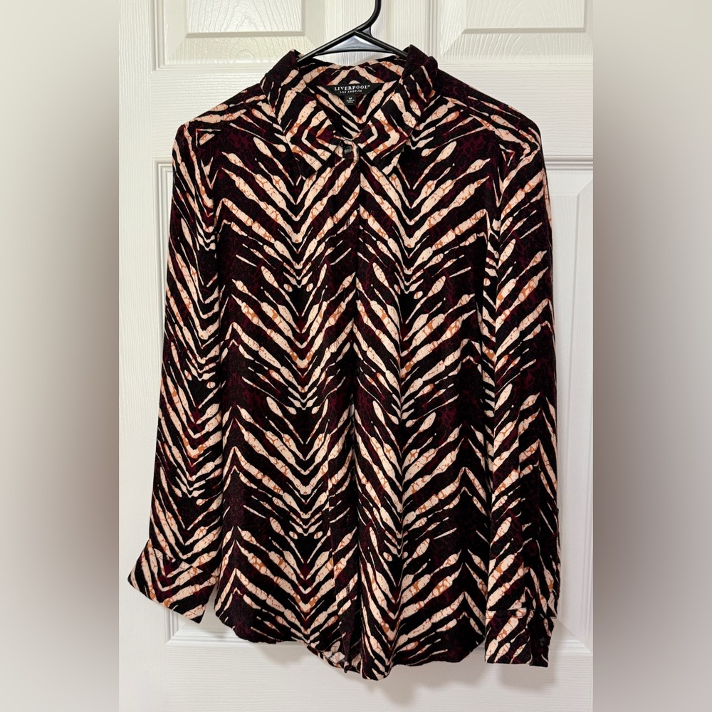 Liverpool Black and Cream Zebra A-Line Skirt